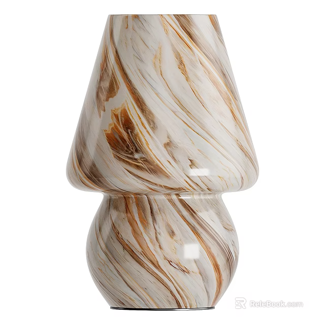 Elegant Modern Floor Lamp With White And Brown Glass Marble Pattern Design 3d model 