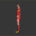 Men's Red Bayern Munich Soccer Jersey Number 25 With Yellow Athletic Shoes