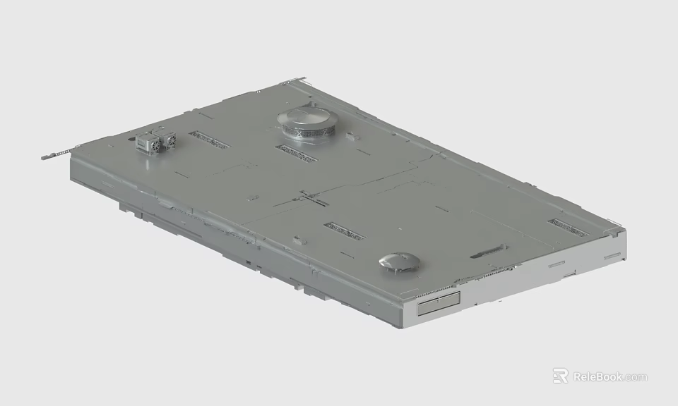 Stainless Steel Mechanical Panel With Circular Knobs Surface Markings And Industrial Features 3d model