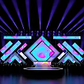 Elegant Ballroom Stage Design With Vibrant Neon Lights And Dynamic Lighting Effects 3d model