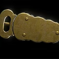 Golden Metal Buckle Featuring Intricate Patterns Circular Decorations and Ring Clasp 3d model