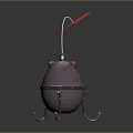 Space Exploration Metallic Sphere With Support Stand Curved Tube And Red Propeller