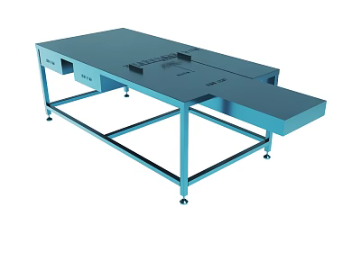 Blue Metal Workbench With Drawers And Extended Countertop For Industrial Use 3d model