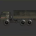 Military Green Truck With Canvas Covered Cargo Bed And Multiple Wheels