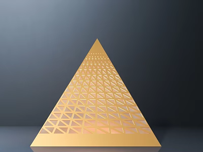 Golden Pyramid Shaped Wall Lamp With Grid Pattern Cutout Design For Modern Decor 3d model