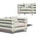 Light Colored Single Sofa With Thick Armrests Metal Legs And Throw Pillows 3d model