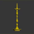 Golden Decorative Ornament with Intricate Carvings and Pedestal Base Design