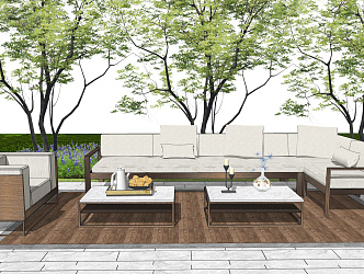 Modern Outdoor Sofa Courtyard Landscape Outdoor Sofa Outdoor Leisure Table and Chair 3d model