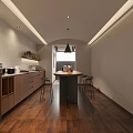 Cozy Café Interior Design With Wooden Counter Pendant Light And Bar Stools