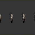 Antique Rifles With Wooden Stocks And Silver Metal Barrels Displayed On Black Background