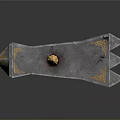 Ancient Decorative Axe With Blue Blade Brown Wooden Handle And Golden Accents