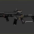 Modern Tactical Rifle With Scope And Black Metal Rail Design Features