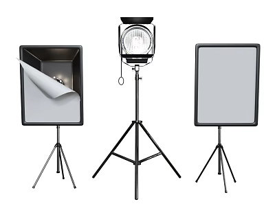 Professional Photography Lighting Equipment With Softbox Studio Light And Reflector On Tripod Stands 3d model