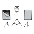 Professional Photography Lighting Equipment With Softbox Studio Light And Reflector On Tripod Stands