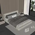 Modern Double Bed With White Frame Pillows Blanket And Nightstands In Bright Bedroom