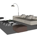 Modern Sofa and Marble Coffee Table Set With Decorative Items Accent Chair and Floor Lamp