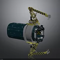 Aerospace Cylindrical Module Equipped With Yellow Mechanical Arm For Space Exploration