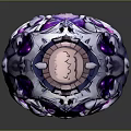 Ornate Decorative Vase With Purple Glowing Core Blue Intricate Patterns And Crown Top