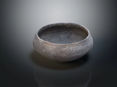Rustic Gray Ceramic Bowl With Rough Texture For Home Furniture Decor 3d model