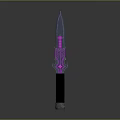 Fantasy Weapon Dagger With Purple Decorative Patterns Black Handle And Silver Base