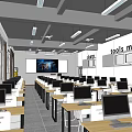 Modern Classroom Computer Classroom Computer Classroom Reading Room Desk and Chair Combination 3d model