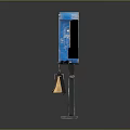 Blue Photo Phone Booth With Digital Screen Control Panel And Base Stand