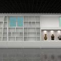 White Display Shelves with Multiple Compartments and Windows in Modern Interior Design Showcasing Decorative Vases