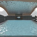 Modern SPA Sauna Interior Design With Stone Walls Ambient Lighting And TV Screen