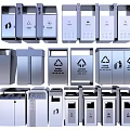 Public Facility Trash Bins For Public Areas With Different Classification Signs And Stainless Steel Design 3d model