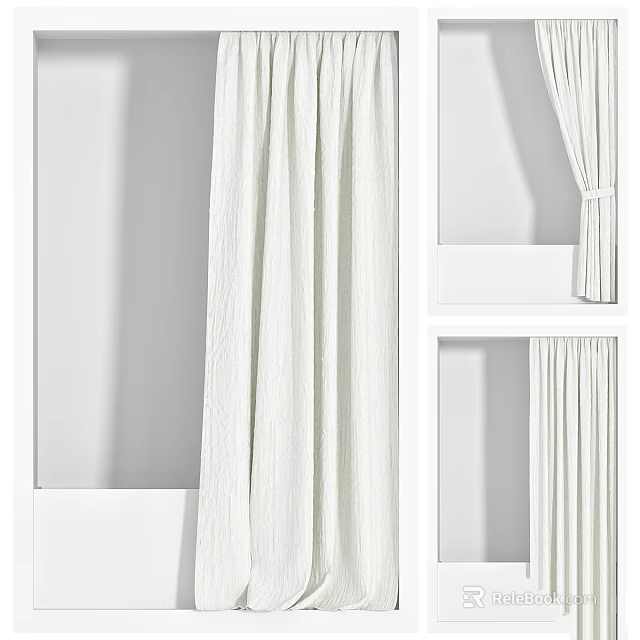 White Curtains As Daily Washing Products For Home Use And Decor Styles 3d model 