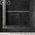 Contemporary Gray Tile Wall With Horizontal Light Strip And Floor Tiles 3d model