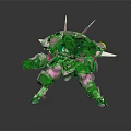 Intelligent Machine Pink Armored Mech With Green Core And Sharp Appendages