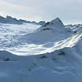 Snowy Mountain Landscape With Vast Snowfield Sunlit Peaks And Alpine Scenery