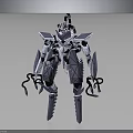 Futuristic Robot Character And Mechanical Creature 3D Model With Claw Hands And Geometric Design