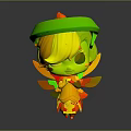 Cute Winged Cartoon Character With Yellow Hat Blonde Hair Blue Eyes And Orange White Outfit