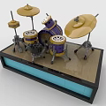 Building Blocks Drum Set With Purple Body Brass Cymbals Stands And Blue Base Platform