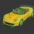 Yellow Convertible Sports Car With Red Seats Rear Spoiler And Sleek Exterior Design