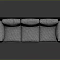 Modern Three Seater Sofa With Gray Fabric Cushions And Black Metal Legs