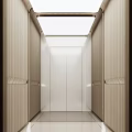 Modern Shopping Mall Lobby Interior With Wooden Walls And White Elevator Doors