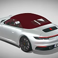 White Convertible Sports Car With Red Soft Top And Modern Exterior Design