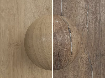 Wooden Sphere Component With Contrasting Wood Grain Textures On Light And Dark Surfaces 3d model