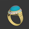 Gold Ring With Turquoise Stone And Crystal Accents For Daily Wear