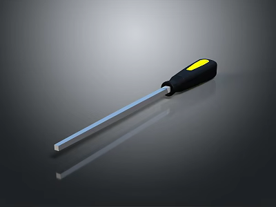 Practical Hardware Tool Screwdriver With Black Yellow Handle And Reflective Metal Shaft 3d model