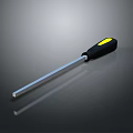 Practical Hardware Tool Screwdriver With Black Yellow Handle And Reflective Metal Shaft