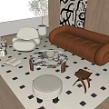 Modern sofa coffee table combination 3d model