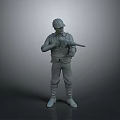 3D Worker Model With Safety Helmet Holding Drill Tool In Standing Pose 3d model