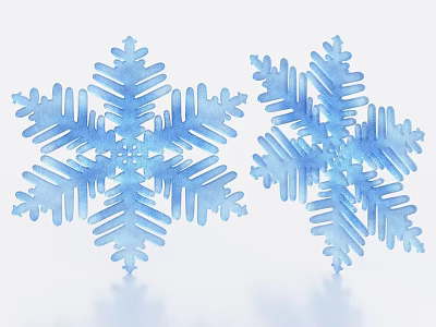 Two Blue Snowflake Ornament Decor Set With Delicate Design For Home Decor 3d model