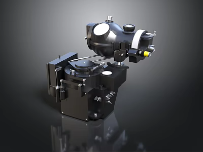 Black Mechanical Equipment with Compact Design and Multiple Industrial Functional Components 3d model