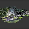 Garden Landscape Featuring Ancient Stone Buddha Statues Cliffside Grottoes And Lush Greenery