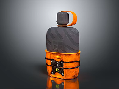 Orange And Black Utility Container With Handle Lid Straps And Durable Design 3d model